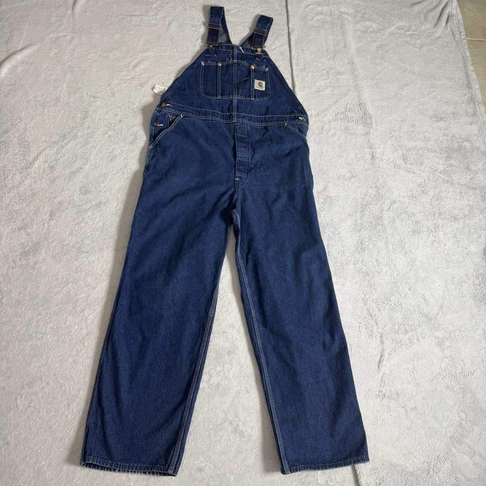 Vintage Carhartt BU288 Denim Bib Overalls 42x32 Made USA Union Workwear